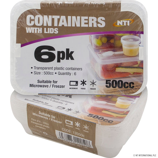 Lot de 6 récipients en plastique pratiques 500 cc Micro | Gardez vos essentiels organisés.