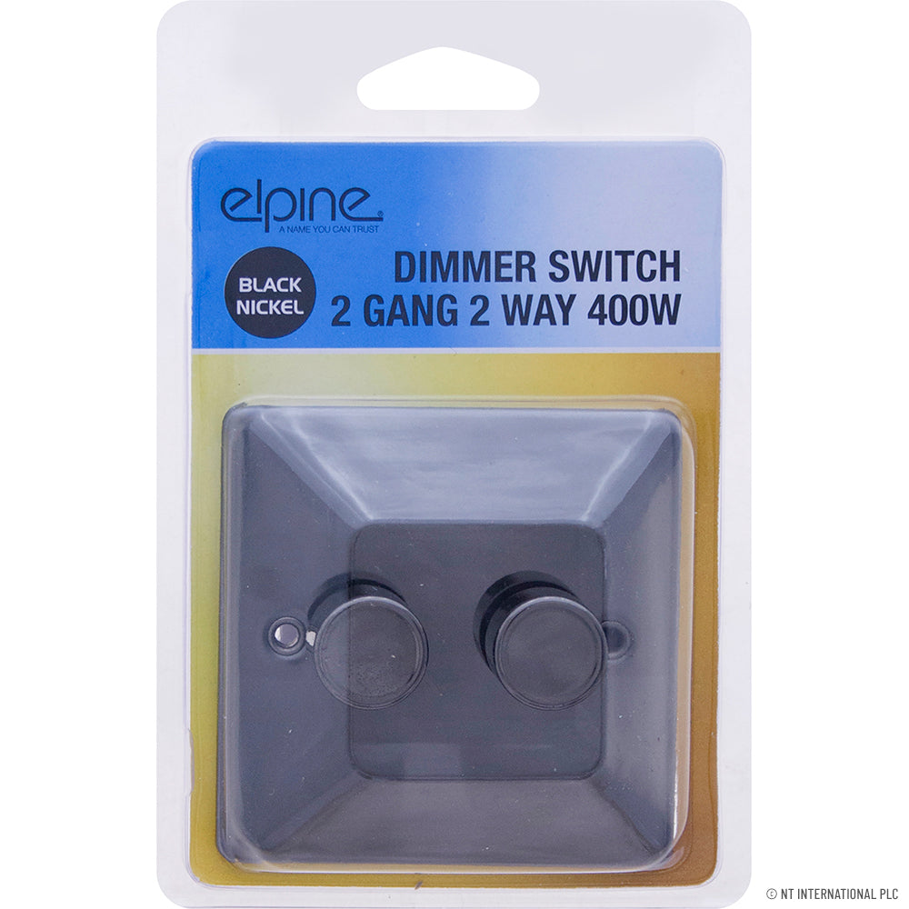 Dimmer Switch 2 Gang 2 Way 400W in Elegant Black Nickel