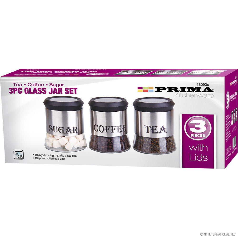 Premium 3pc Glass Jar Set with Aluminium Lids - Durable and Stylish Storage Solution