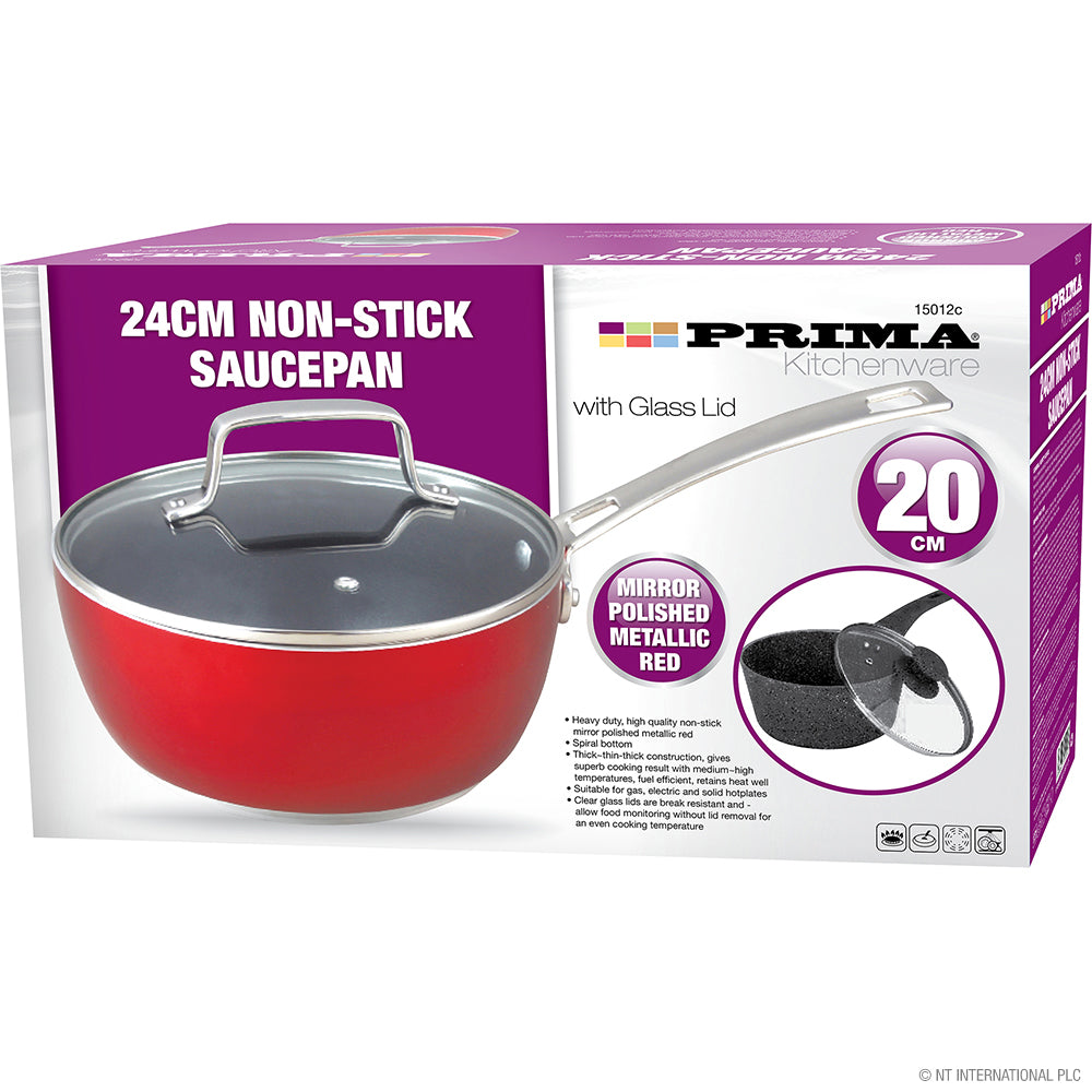 Casserole antiadhésive de 20 cm en forme de pomme avec couvercle - Rouge vif