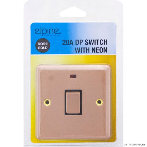 Elevate Your Space with Style: 20A DP Switch with Neon in Elegant Rose Gold.