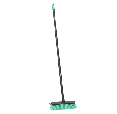 Brosse balai coudée JVL Turquoise à poils durs