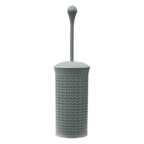 JVL Brosse et support de toilettes en plastique avec boucle tricotée, taille unique, gris