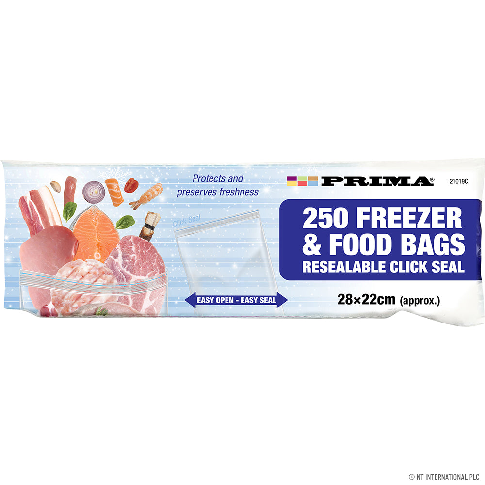 250 Large Freezer & Food Bags 22 x 28cm - Keep Your Food Fresh Longer.