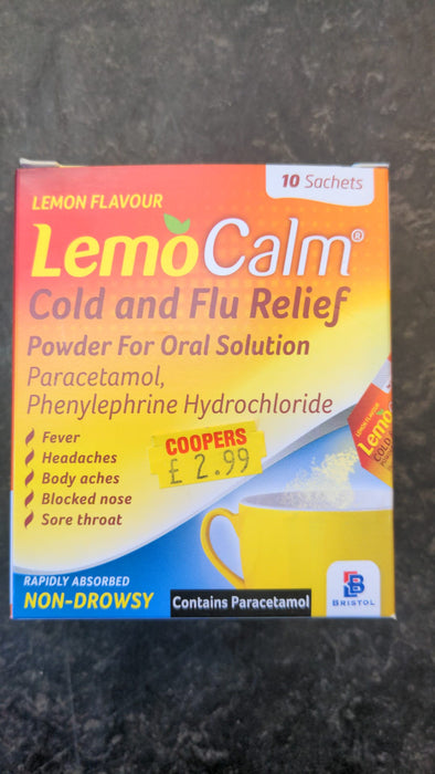 LemonCalm Lemon Flavour Cold and Flu 10 satchets