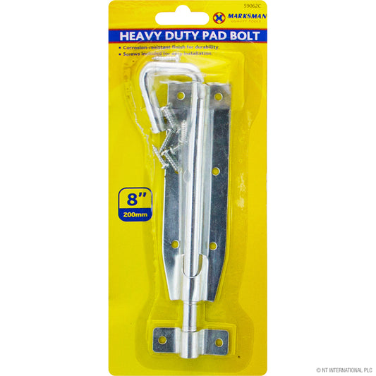 8" Heavy Duty Pad Bolt - Reliable Security for Doors and Gates