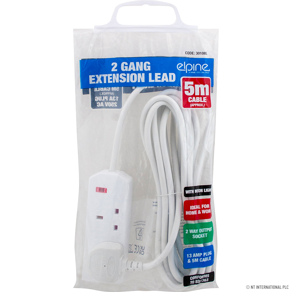 2-Way 5M Extension Lead Featuring Neon Light