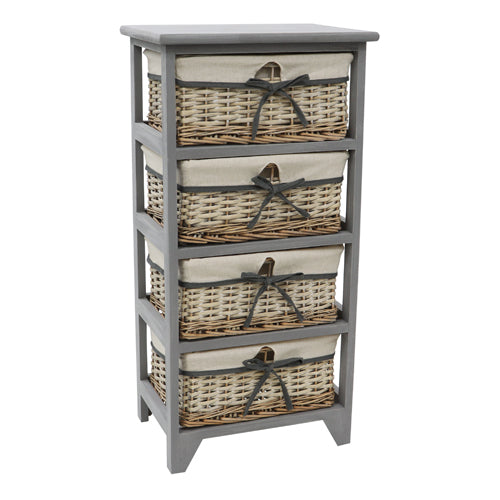 Sherborne 4 Drawer Willow Tall Storage Unit in Grey - Organize Your Space Efficiently.