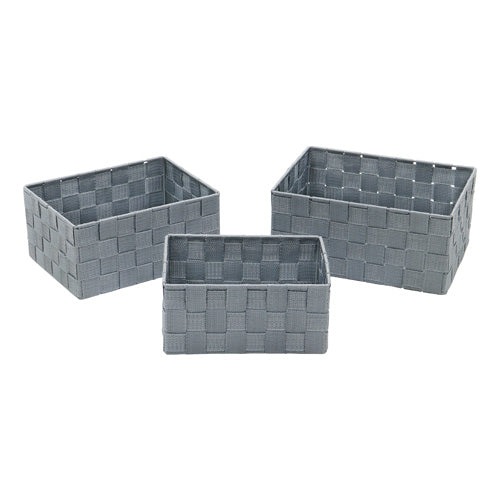 Organisez en toute simplicité : Lot de 3 paniers de rangement rectangulaires en nylon Vichy.