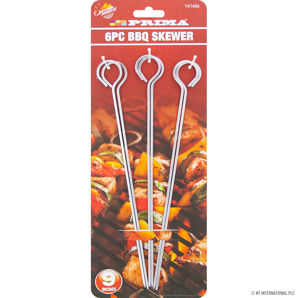 Lot de 6 pics à brochettes chromés 23 cm – Parfait pour les grillades en extérieur !