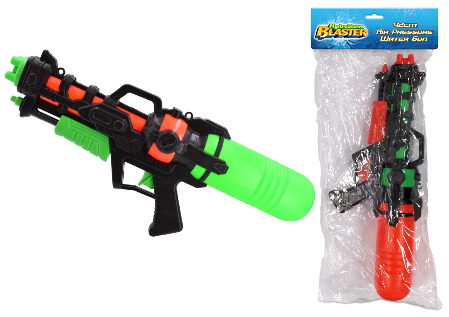 Pistolet à eau haute puissance de 42 cm disponible en 2 couleurs - Sac en PVC inclus