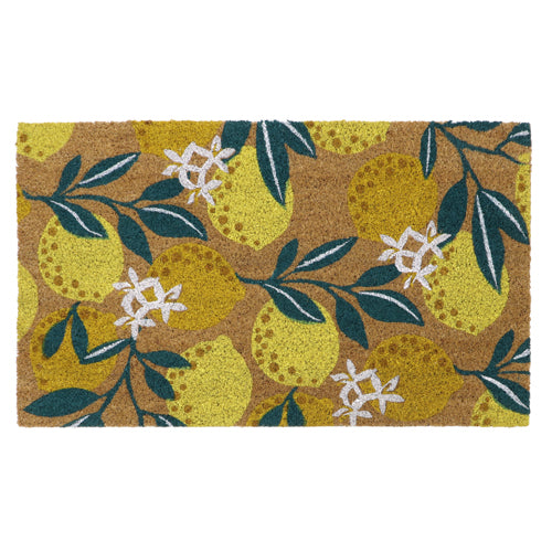 Latex Coir Welcome Mat - Lemons Design | 45x75cm Approx. | Eco-Friendly Entryway Decor.
