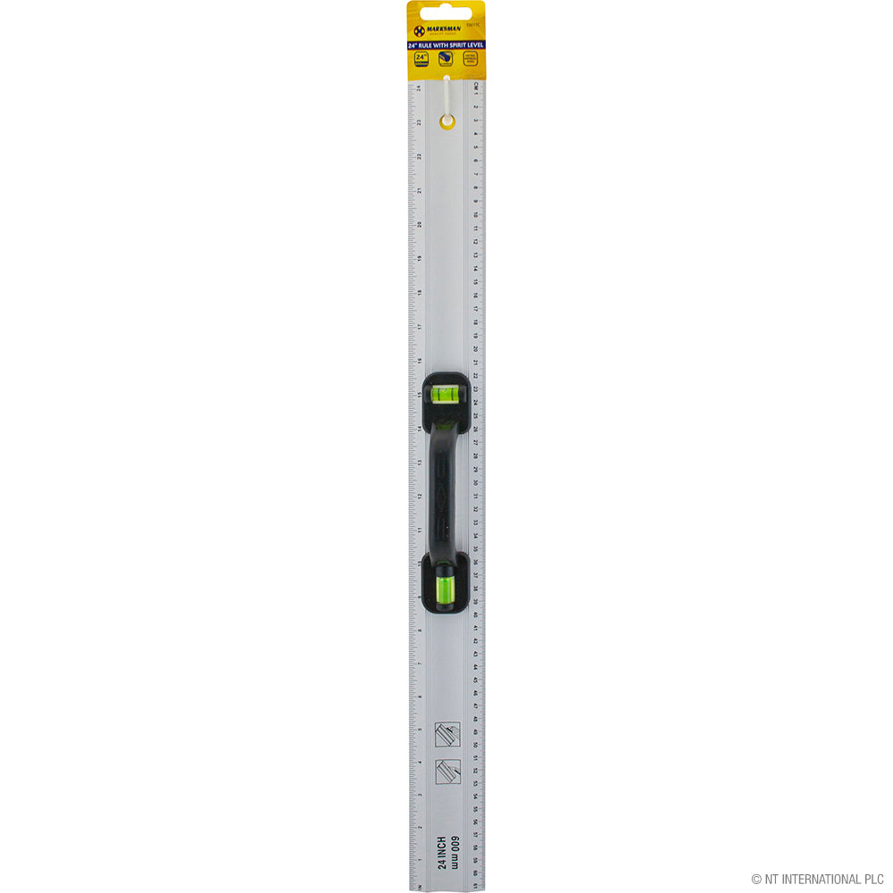 24''/60cm Ruler with Built-in Spirit Level - Ideal for Accurate Measurements