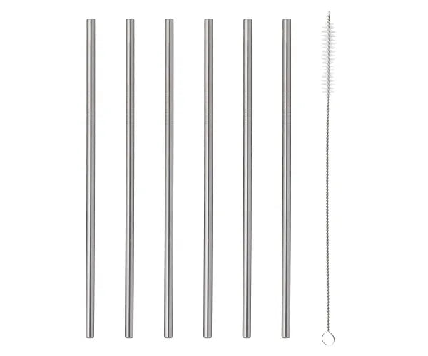 Viners Barware – Coffret cadeau de 6 pailles longues en acier inoxydable
