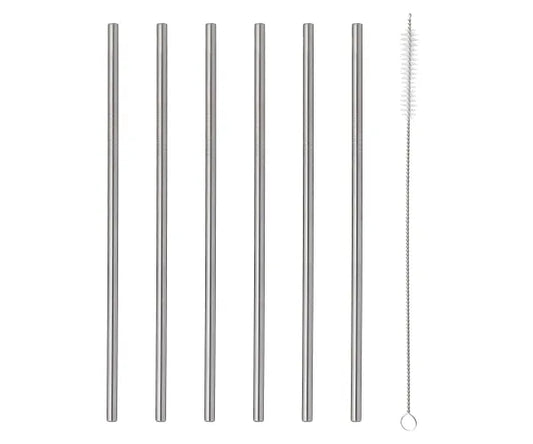 Viners Barware – Coffret cadeau de 6 pailles longues en acier inoxydable