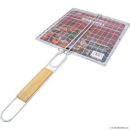 Gril BBQ Premium 25,5 x 26 cm avec Manche en Bois - Améliorez Votre Expérience de Grillade