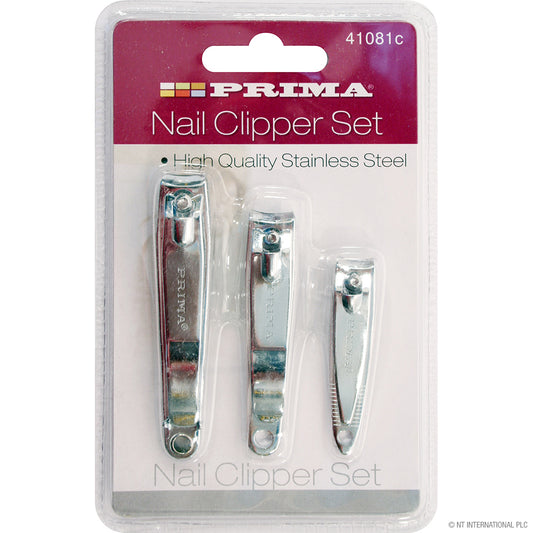 Premium 3pc Stainless Steel Nail Clipper Set in Blister Pack