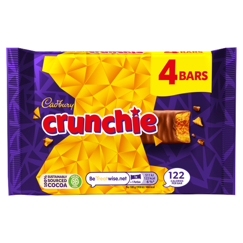 Cadbury Crunchie Chocolate Bar4PK Multipack 104.4g