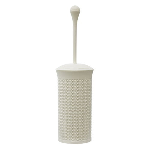 Brosse et support WC en plastique JVL Knit Design Loop, coloris ivoire