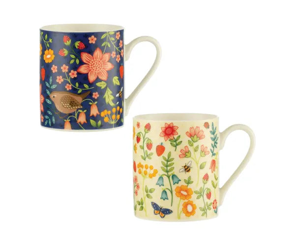 Wild Flower Fine China Assorted Mugs 400ml Elegant Floral Tea Cups