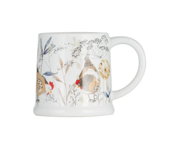 Mug en céramique fait main motif Poules de campagne 385 ml