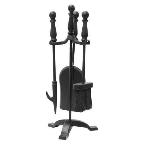 Colchester 3 Piece Companion Set + Stand in Black | Stylish Fireplace Accessories.
