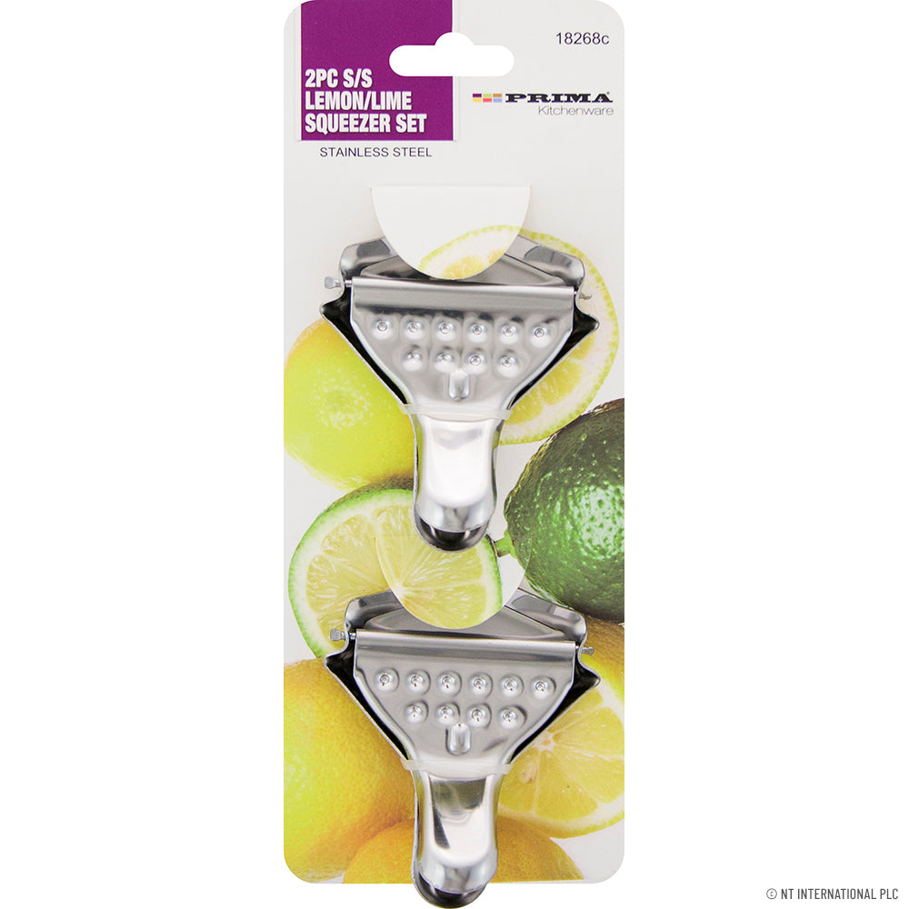 Effortless Citrus Joy: 2pc Stainless Steel Lemon/Lime Squeezer Set for Fresh, Zesty Juicing.
