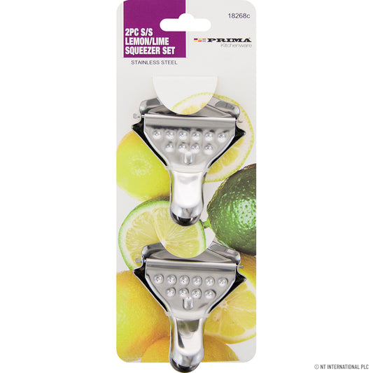 Plaisir d'agrumes sans effort : Ensemble de 2 presse-citrons/limes en acier inoxydable pour un jus frais et zesté.