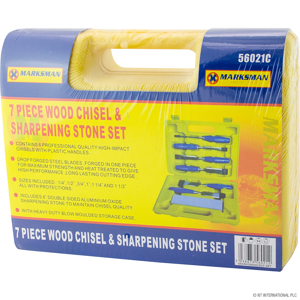 Ciseaux à bois et pierre à affûter de 7 pièces de qualité supérieure - Outils professionnels pour le travail du bois