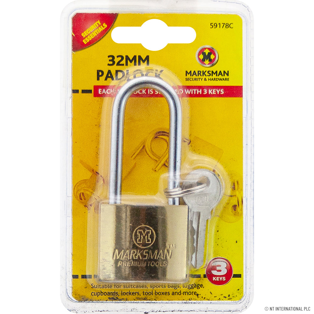Cadenas à anse longue 32 mm – Serrure de haute qualité en laiton pour une protection optimale