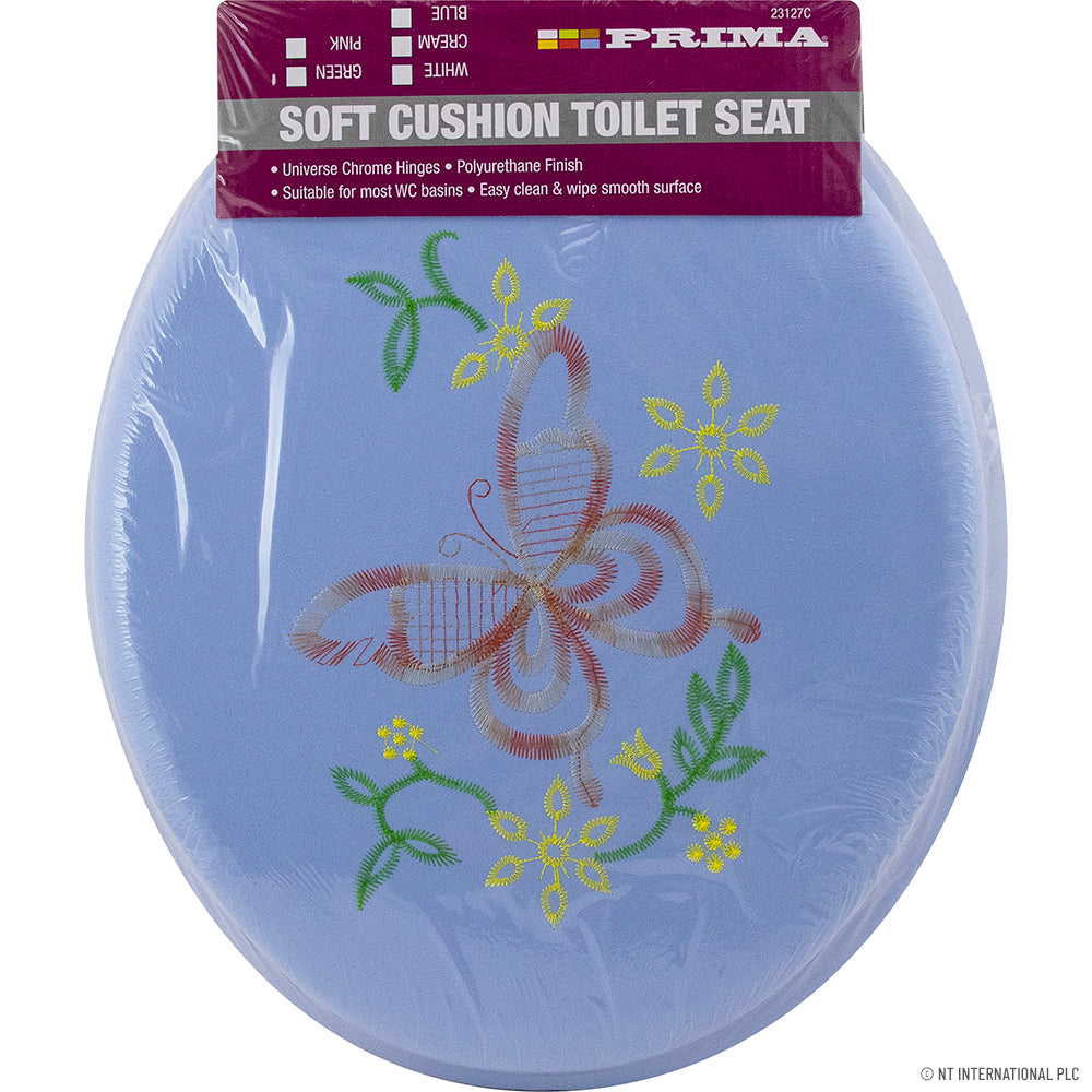 17" Embroidery Soft Toilet Seat | Assorted Colors | Comfy Bathroom Upgrade.