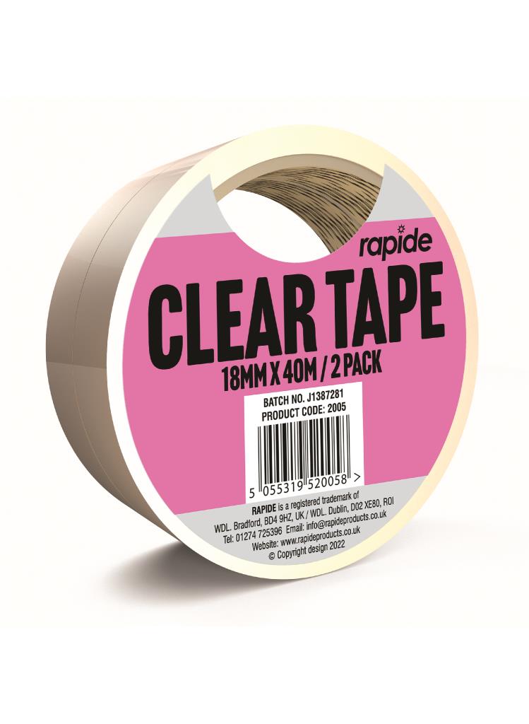 Premium Clear Tape 18mm x 40m 2-Pack - High-Quality Adhesive for Versatile Use | Essential Office and Packaging Supplies