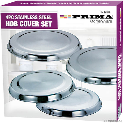 4pc Stainless Steel Hob Cover Set - Enhance Your Kitchen with Elegant Chrome Finish