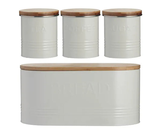 Organisez avec style : ensemble de 4 boîtes de conservation Typhoon Essentials crème.