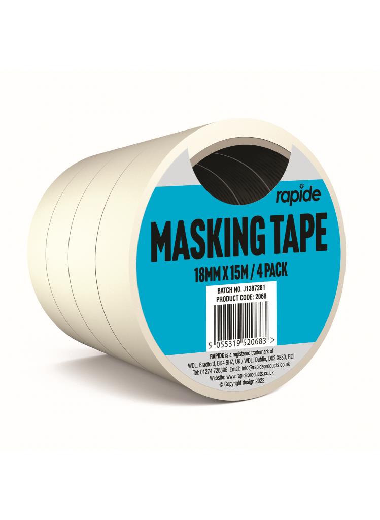 Premium Quality Masking Tape 18mm x 15m 4-Pack - Versatile Adhesive for Painting, Crafting, and Home Projects