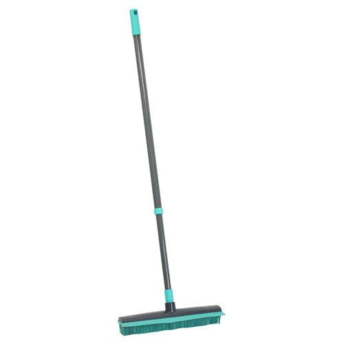 Brosse/balai à poils en caoutchouc extensibles d'intérieur JVL avec raclette, turquoise/gris