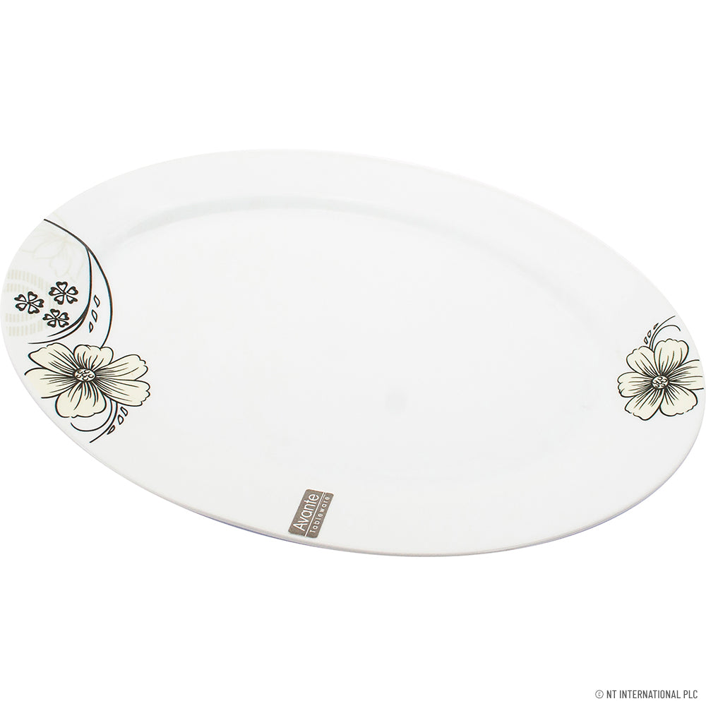 Découvrez l'élégance avec notre plat ovale de 35,5 cm (14") - Motif floral exquis | Parfait pour une table stylée.