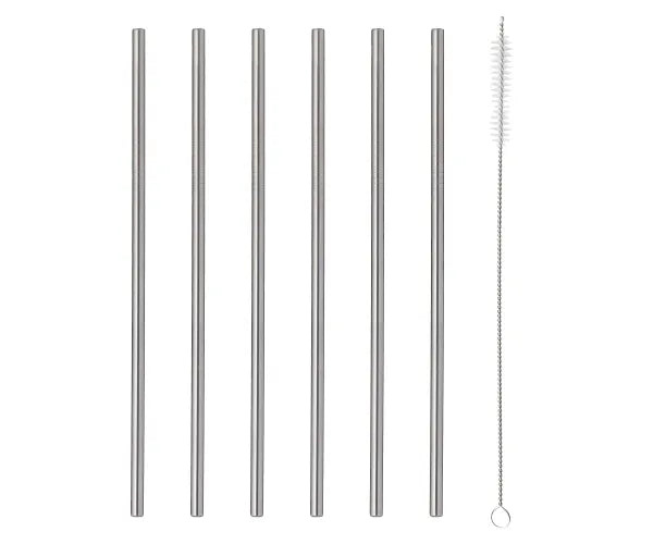 Your Sipping Experience with Our Barware 6pce Long Steel Drinking Straws Gift Set.