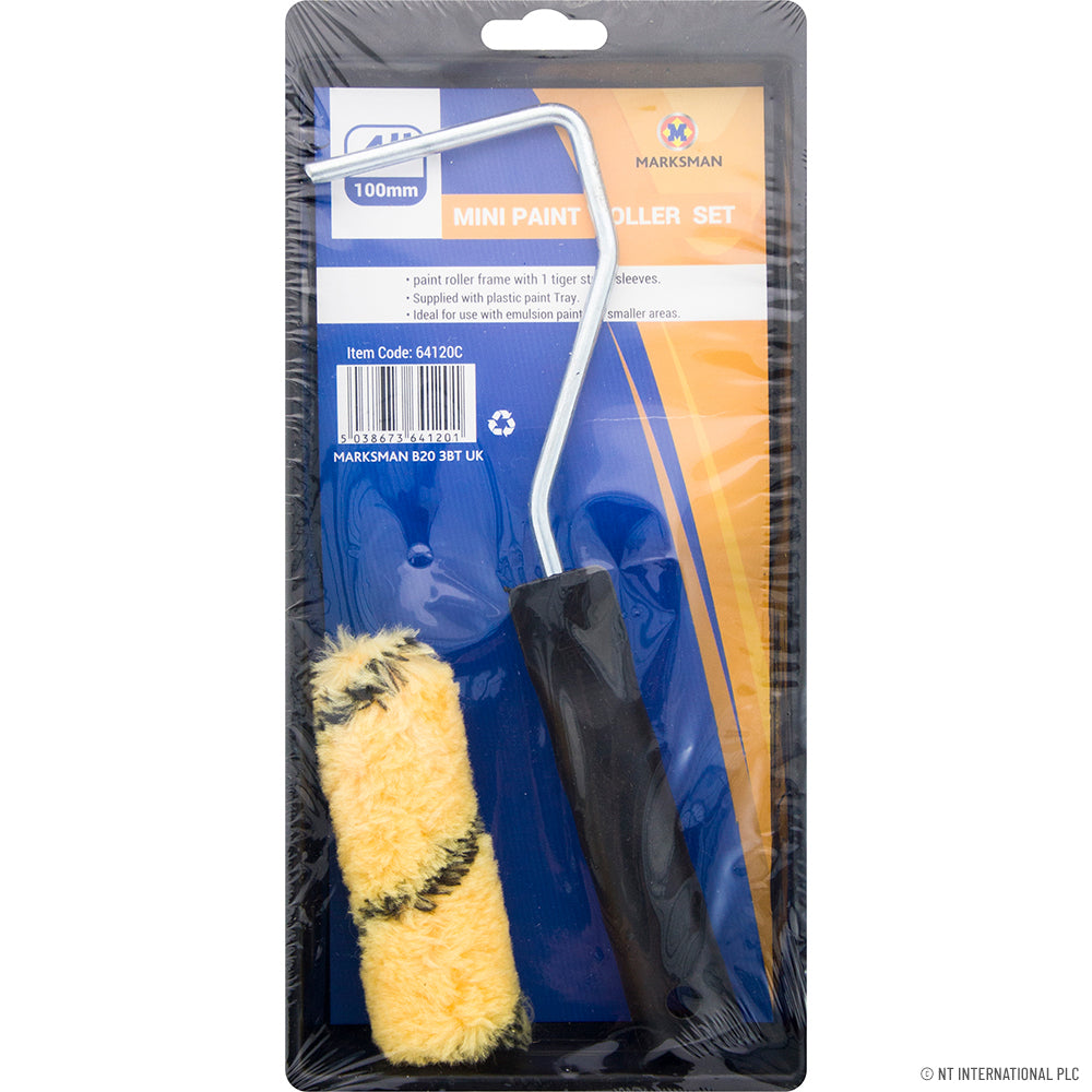 Set de rouleaux miniatures rayés tigre de 10 cm avec bac