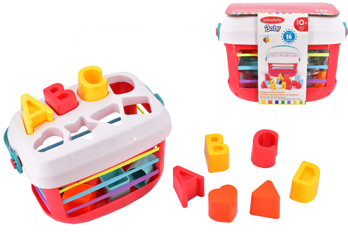 Seau de formes éducatif avec 16 blocs | Jouet d'apprentissage amusant pour les enfants
