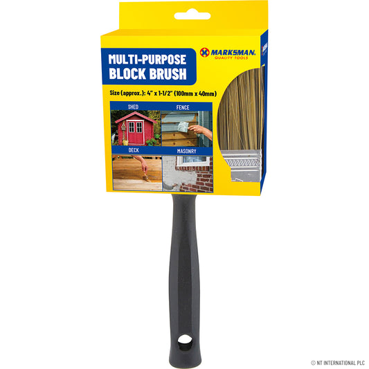 4" Multi-Purpose Block Shed/Fence Brush - Durable Outdoor Painting Tool for Home and Garden