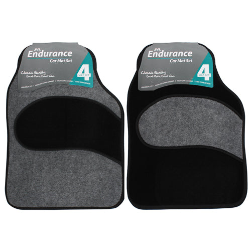 Upgrade Your Car's Interior with Endurance 4-Piece Carpet Car Mat Set - Assorted Colors.