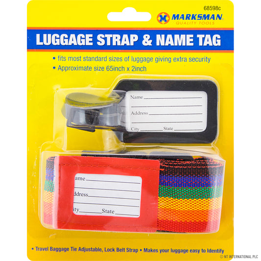 2pc Luggage Strap & Name Tag Set