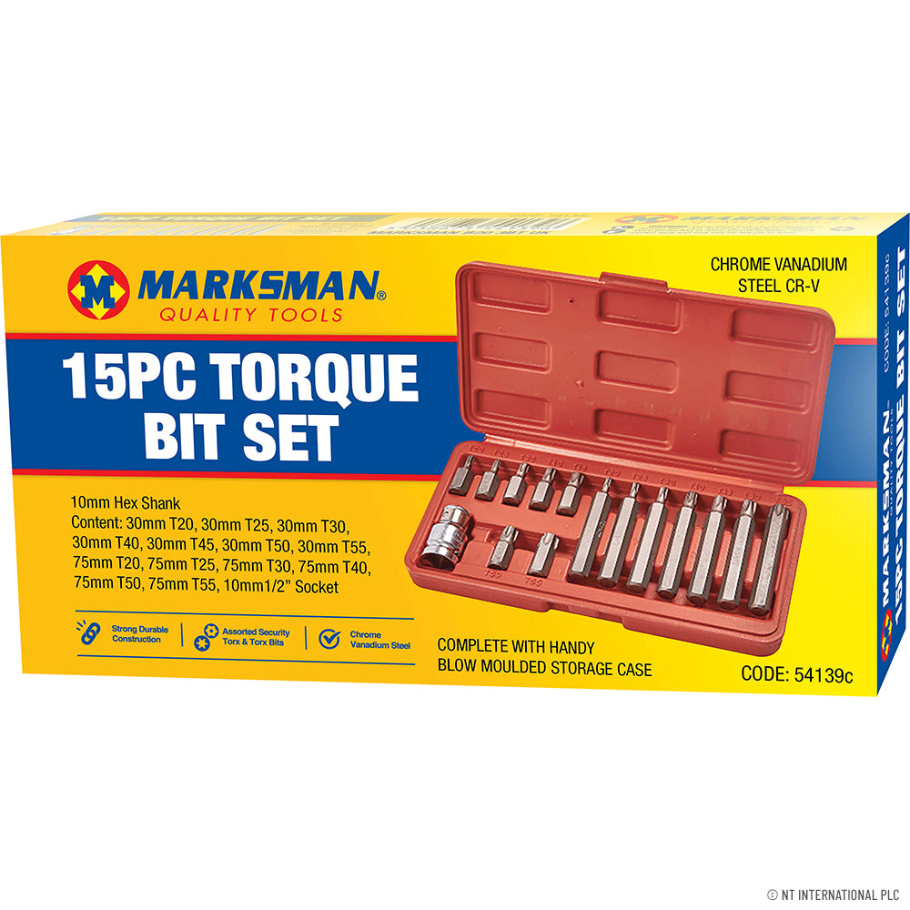 15pc Torque Screwdriver Bit Set