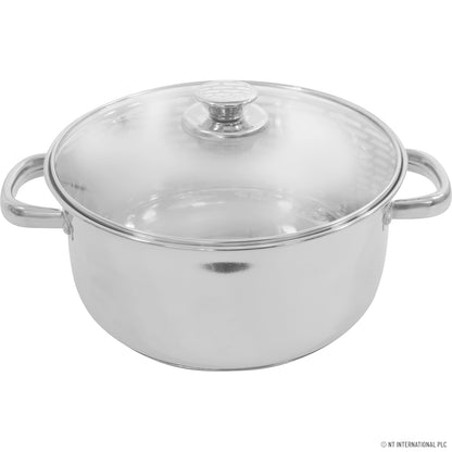 22cm Stainless Steel Casserole with Induction Base and Glass Lid - Ideal for Gourmet Cooking