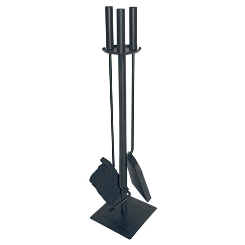 Enhance Your Fireplace with Malham 3 Piece Companion Set + Stand - Black.