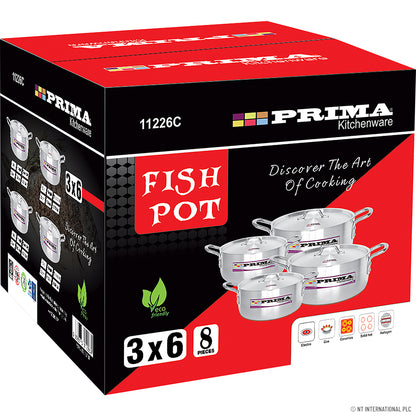 Batterie de cuisine 8 pièces pour poisson avec couvercles (22-28 cm) - Améliorez votre expérience culinaire !