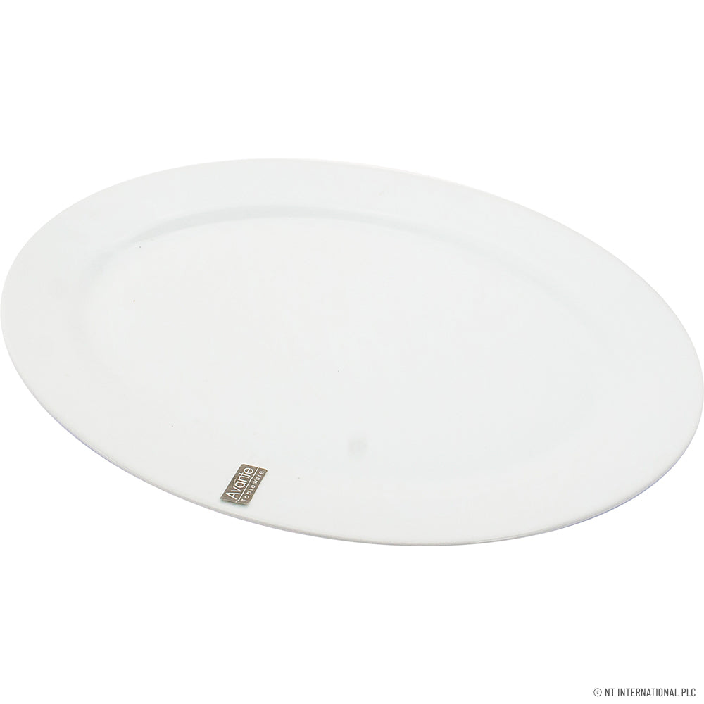 L'Élégance : Plat Ovale 35,5 cm (14") Blanc Uni Classique - Parfait pour Chaque Occasion.