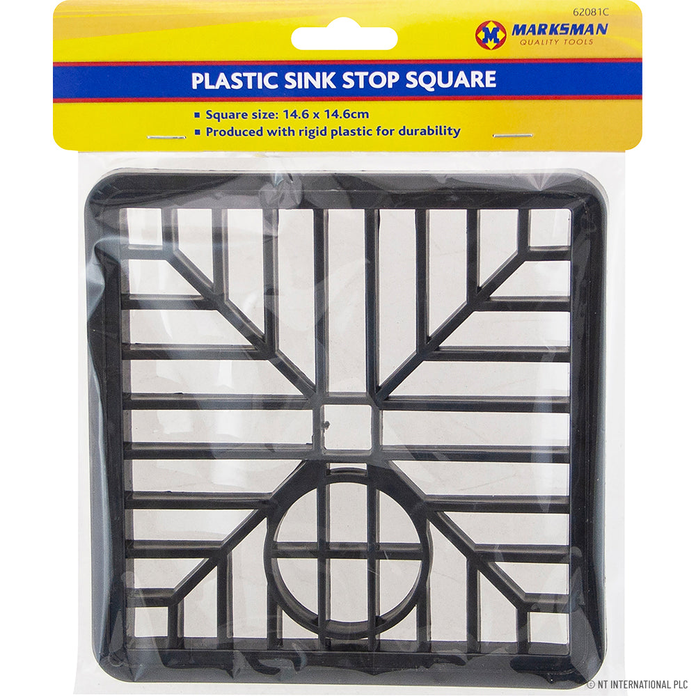 Modern Black Plastic Sink Stopper - Sleek Square Design for Kitchen and Bathroom Sinks