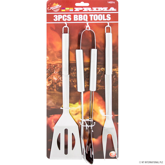Ensemble d'ustensiles de barbecue 3 pièces - Poignées en acier inoxydable durables pour une cuisson parfaite au gril